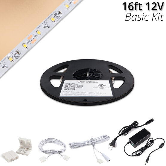 Basic 12V LED Tape Light Kit, Sun Warm White