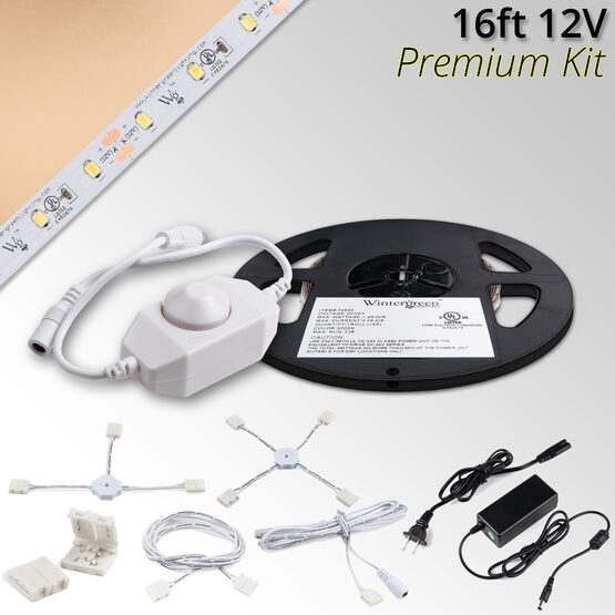 Premium 12V LED Tape Light Kit, Sun Warm White