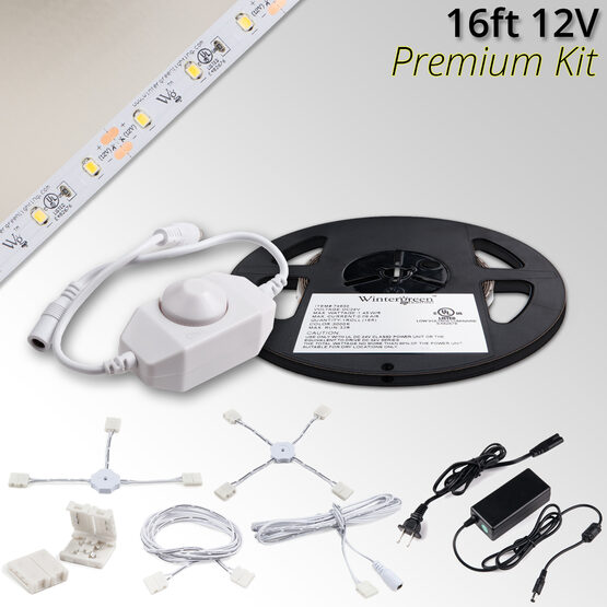 Premium 12V LED Tape Light Kit, Pure White