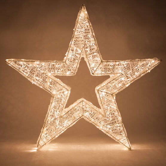 48" Wintergreen Lighting LED Five Point Dimensional Star, Warm White Lights