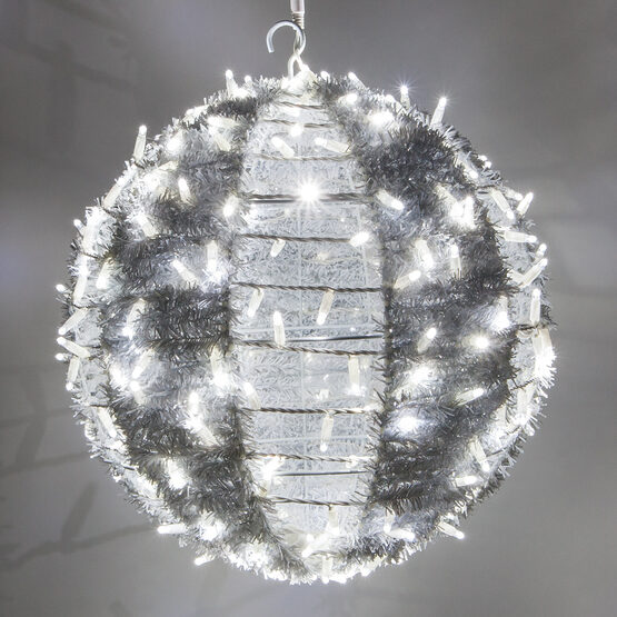 20" Commercial Light Ball, With Ornamental Tinsel Cool White LED