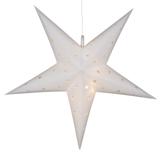 Battery Operated 18" White Aurora Superstar TM 5 Point Star Lantern, Fold-Flat, LED Lights, Outdoor Rated