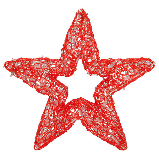 24" Wintergreen Lighting LED Five Point Dimensional Star, Red Lights