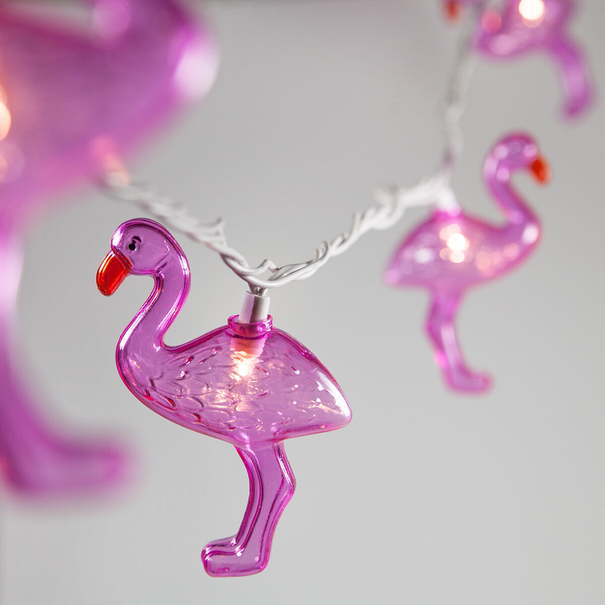 Pink Flamingo Light String, 10 Clear Lights - Yard Envy