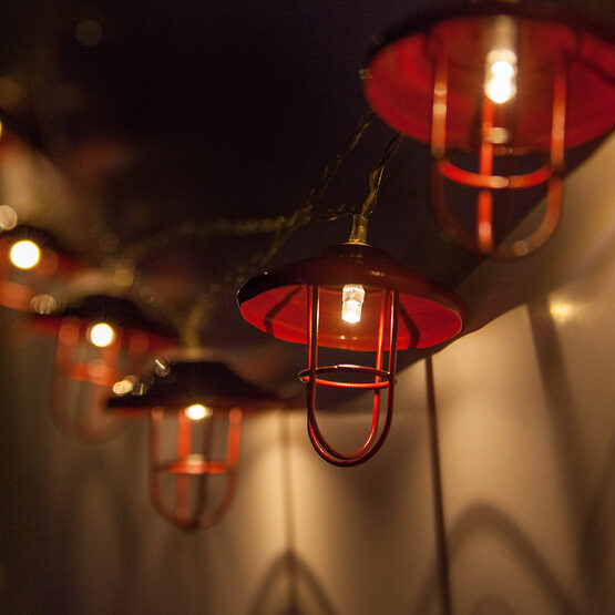 LED Red Lantern String Lights, 10 Warm White Lights
