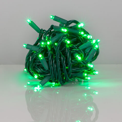 Green Outdoor LED String Lights, 50 ct, 4" Spacing, 5MM