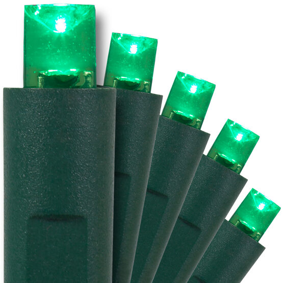 Green Outdoor LED String Lights, 50 ct, 4" Spacing, 5MM