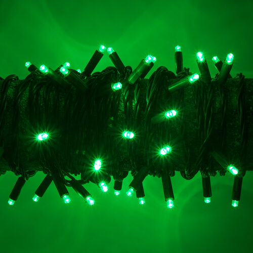 Green Outdoor LED String Lights, 50 ct, 4" Spacing, 5MM