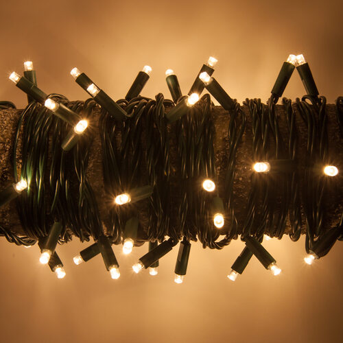 Warm White Outdoor LED String Lights, 50 ct, 4" Spacing 5MM