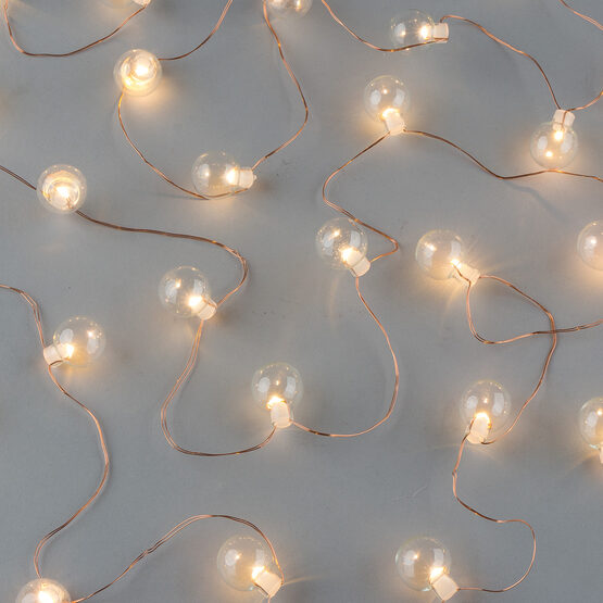 10' Globe LED Fairy Lights, Warm White, Copper Wire