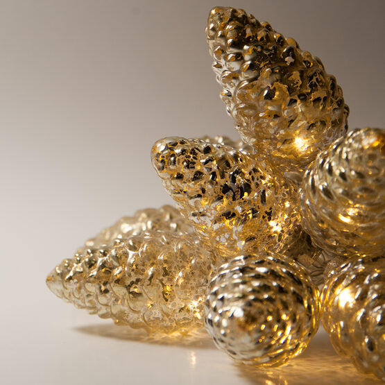 Battery Operated LED Iridescent Pinecone String Lights, 10 Warm White Lights
