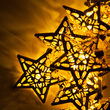 Battery Operated LED Golden Metal Star String Lights, 10 Warm White Lights