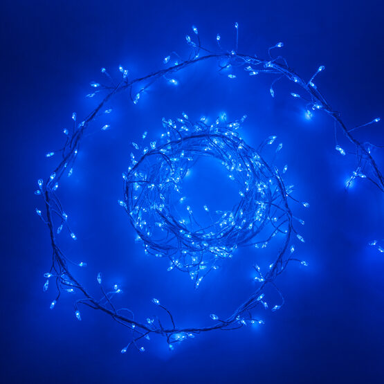 Blue LED Outdoor Fairy String Lights, Silver Wire