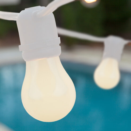 54' Outdoor Patio Light String, 24 White A15 Bulbs