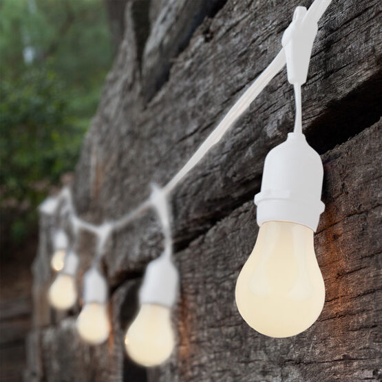54' Outdoor Patio Light String, 24 White A15 Bulbs