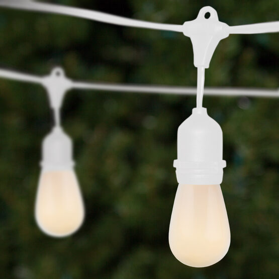 54' Outdoor Patio Light String, 24 White S14 Bulbs