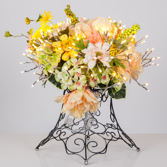 12" Silver Starburst LED Lighted Branches, Warm White Twinkle Lights, 1 pc