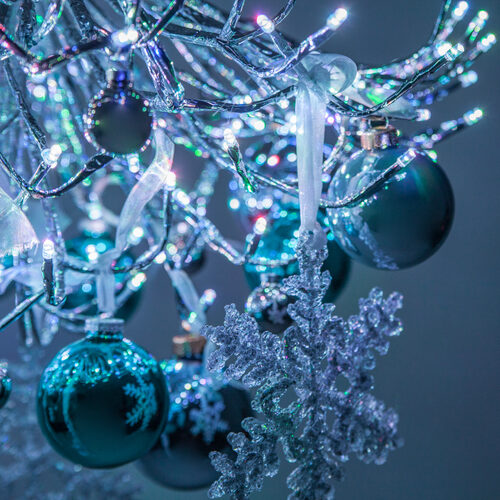 Silver Starburst LED Lighted Branches, RGB Lights, 1 pc - Yard Envy