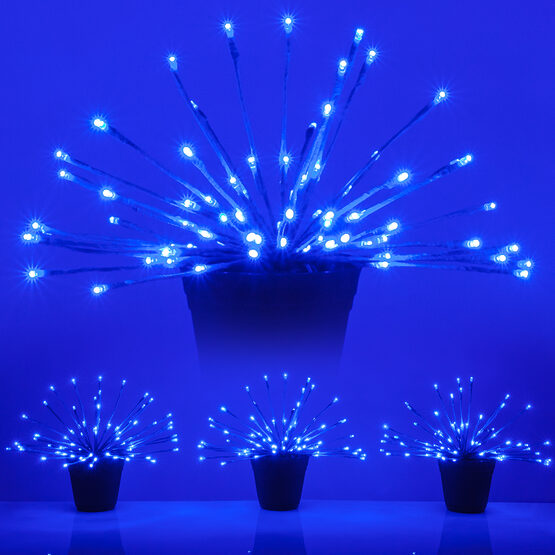 15" Blue Starburst LED Lighted Branches, Blue Twinkle Lights, 3 pc