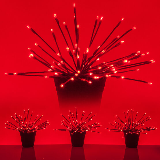 15" Red Starburst LED Lighted Branches, Red Twinkle Lights, 3 pc