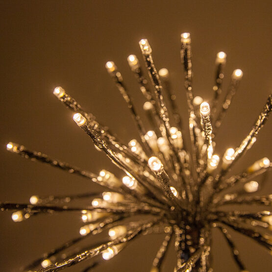 10" Silver Starburst LED Lighted Branches, Warm White Lights, 3 pc
