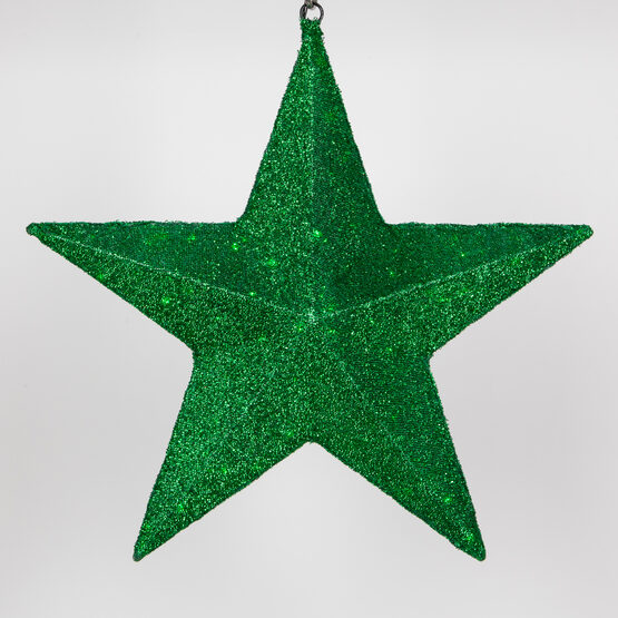 20" Green LED Hanging Star Light, Metallic Mesh Covered Frame