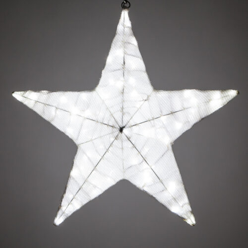 White LED Hanging Star Light, Metallic Mesh Covered Frame - Yard Envy