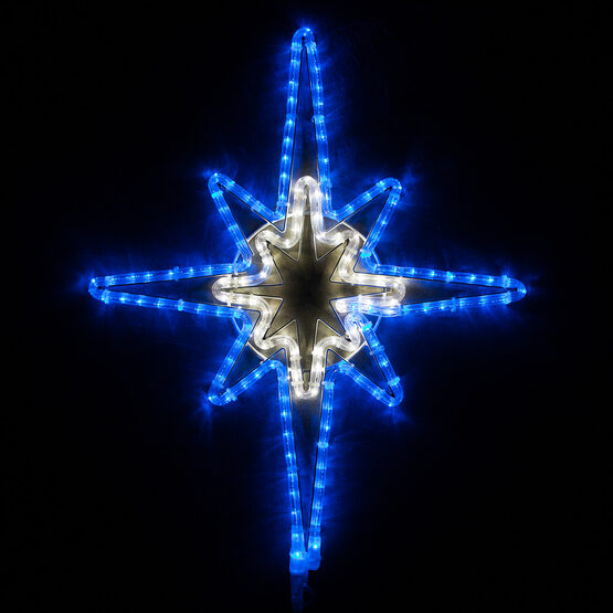 28" LED Blue and Cool White Bethlehem Star with Star Center