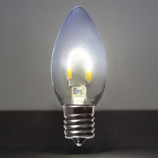 C9 FlexFilament TM Vintage LED Light Bulb, Cool White Transparent Glass