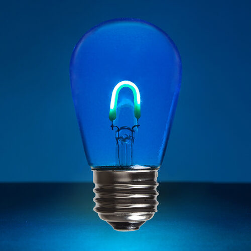 S14 120V FlexFilament TM Vintage LED Light Bulb, Blue Transparent Glass Medium Base