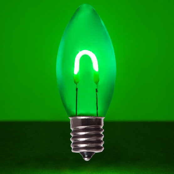 C9 FlexFilament TM Vintage LED Light Bulb, Green Transparent Acrylic