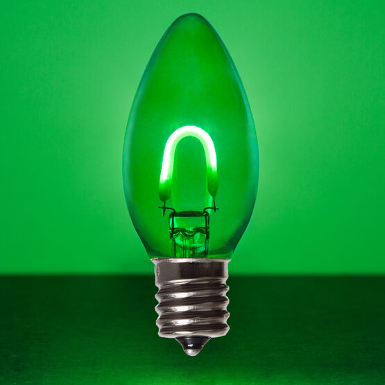 C9 FlexFilament TM Vintage LED Light Bulb, Green Transparent Glass