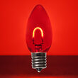 C9 FlexFilament TM Vintage LED Light Bulb, Red Transparent Glass