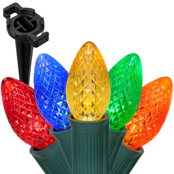 C7 LED Pathway Lights, Multicolor, 4.5 inch Stakes, 100'