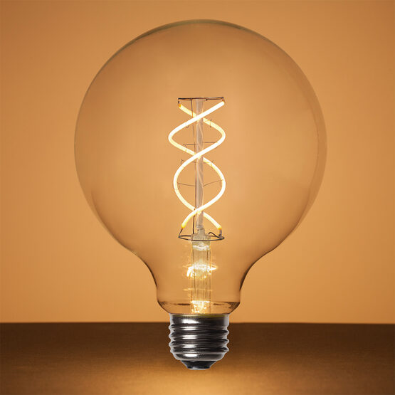 G125 Globe Light FlexFilament TM LED Edison Light Bulb, Warm White Transparent Glass