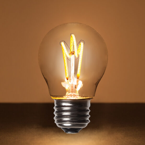 G45 120V Dimmable Globe Light FlexFilament TM LED Edison Light Bulb, Warm White Transparent Glass Medium Base