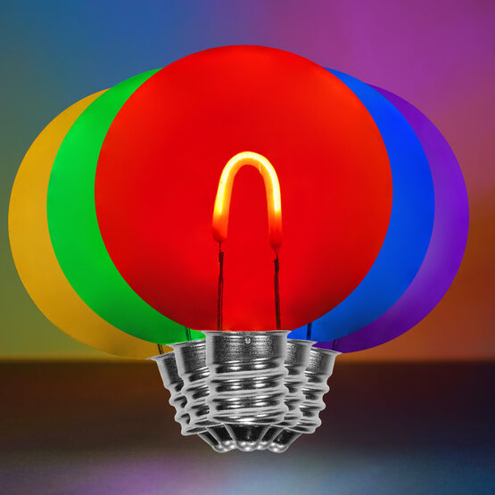 G50 FlexFilament TM Vintage LED Light Bulb, Multicolor Transparent Acrylic