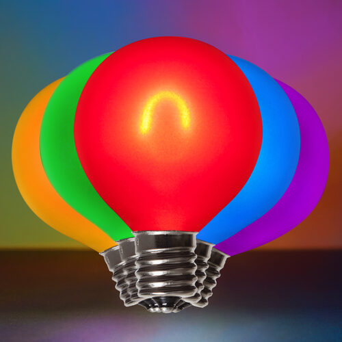 G50 120V FlexFilament TM Vintage LED Light Bulb, Multicolor Satin Glass Intermediate E17 Base