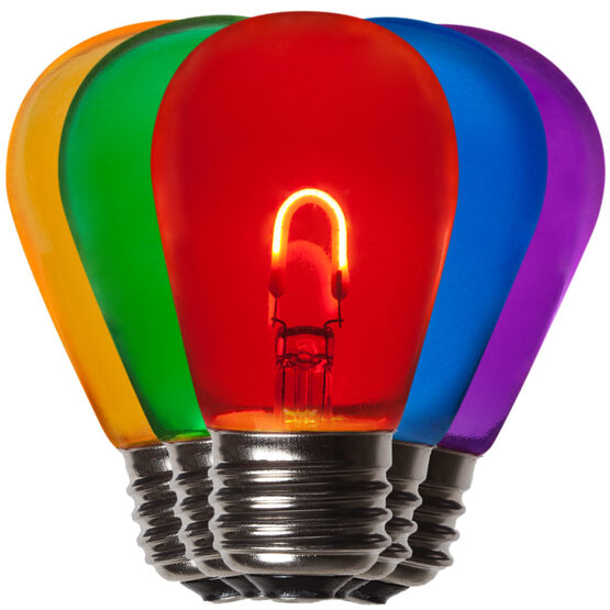 S14 FlexFilament TM Vintage LED Light Bulb, Multicolor Transparent Glass
