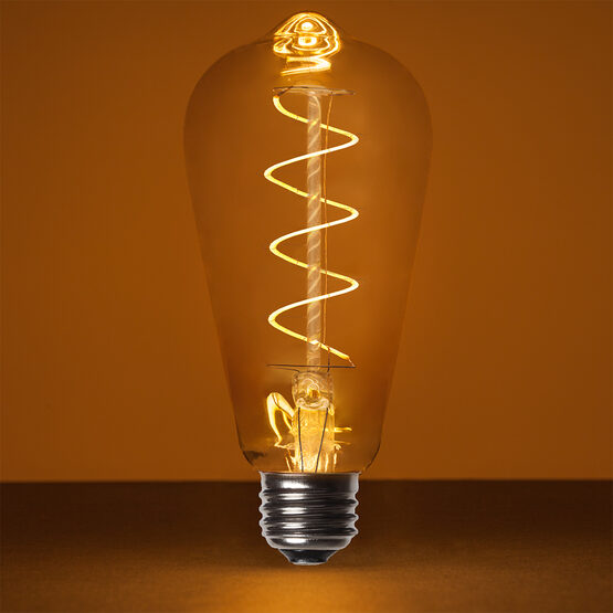 ST64 FlexFilament TM LED Edison Light Bulb, Warm White Antiqued Glass