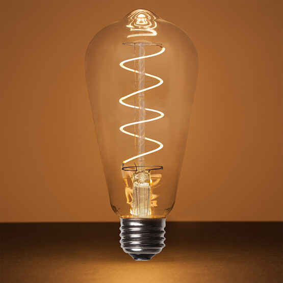ST64 120V Dimmable Globe Light FlexFilament TM LED Edison Light Bulb, Warm White Glass Medium Base
