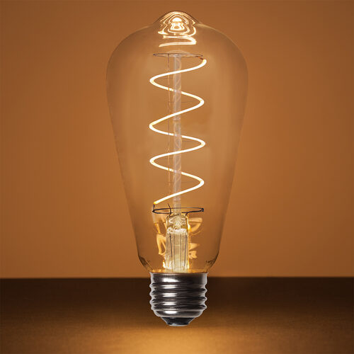 ST64 120V Dimmable Globe Light FlexFilament TM LED Edison Light Bulb, Warm White Glass Medium Base