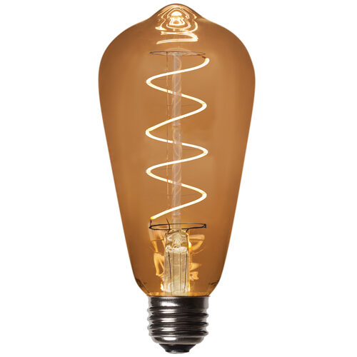 ST64 120V Dimmable Globe Light FlexFilament TM LED Edison Light Bulb, Warm White Glass Medium Base