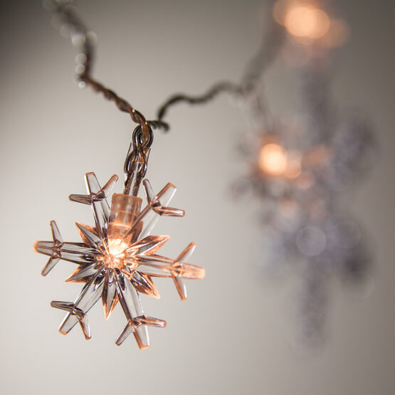 Battery Operated LED Snowflake String Lights, 10 Warm White Lights