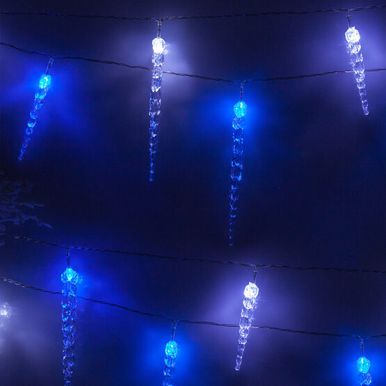 Battery Operated LED Icicle String Lights, 10 Blue-Cool White Twinkle ...