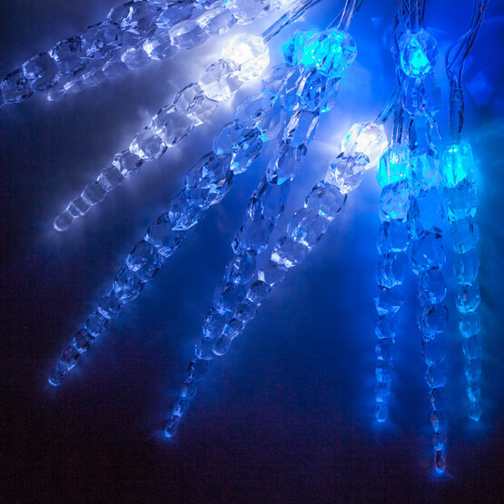 Battery Operated LED Icicle String Lights, 10 Blue-Cool White Twinkle Lights