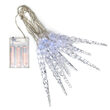 Battery Operated LED Icicle String Lights, 10 Blue-Cool White Twinkle Lights