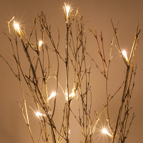 30" Battery Operated Brown Bamboo Lighted Branches with Warm White LED Lights, 1 pc
