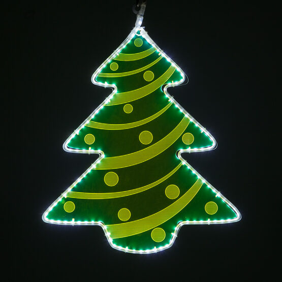 22" Electric Green Lit Tree with Decorative Laser Etching 