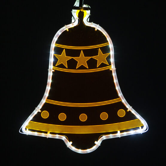 12" Amber Lit Bell with Decorative Laser Etching 